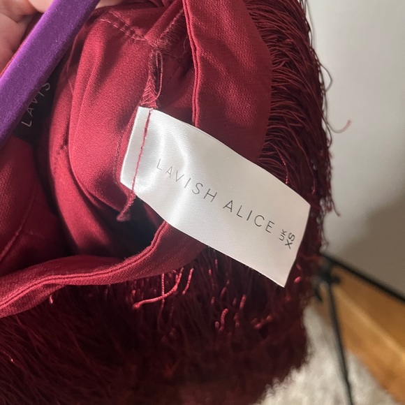 Lavish Alice Fringe Pants XS UK burgundy high waisted - Picture 9 of 10